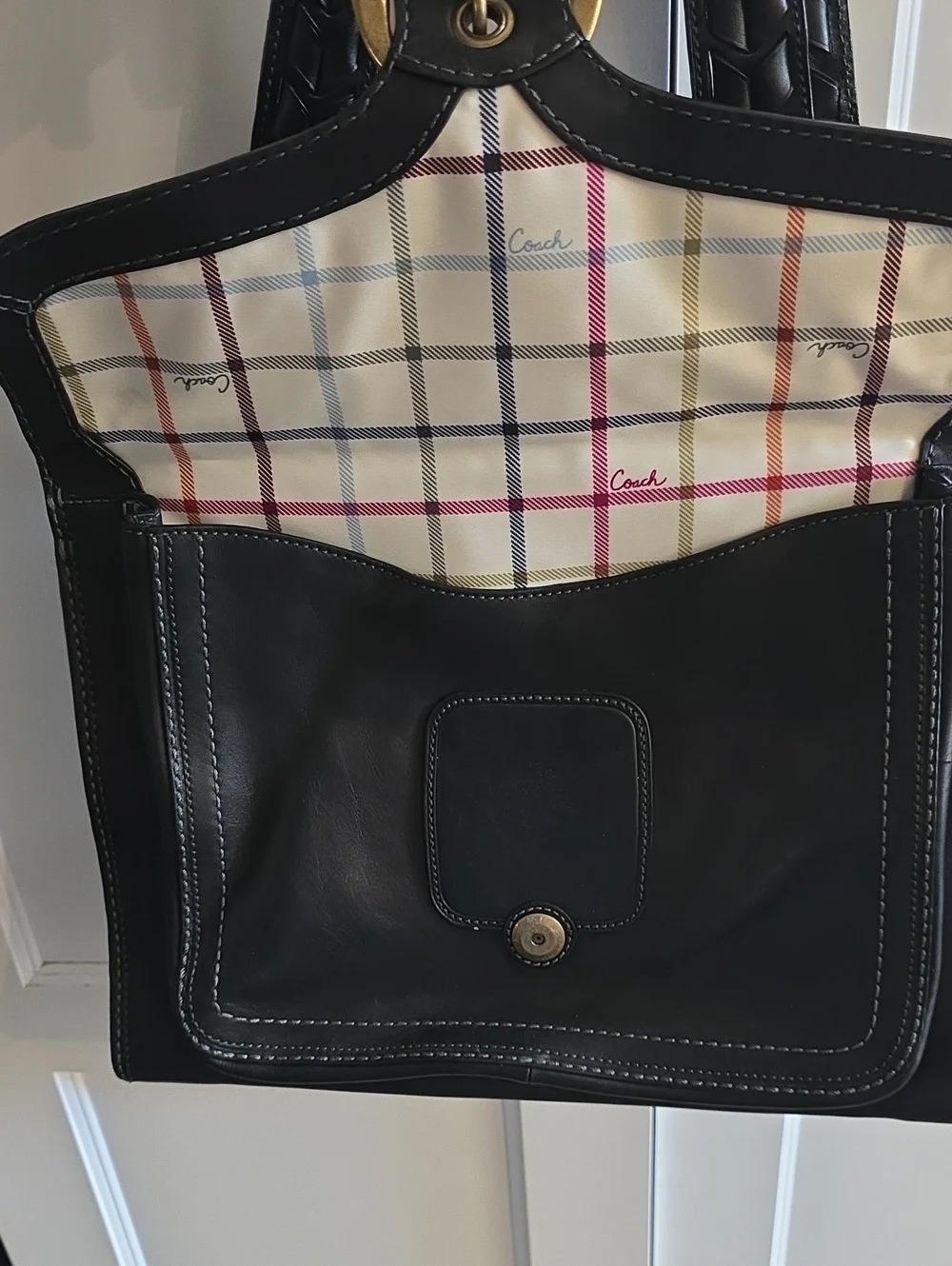 Coach Bleecker Shopper Tote With Tattersall Lining